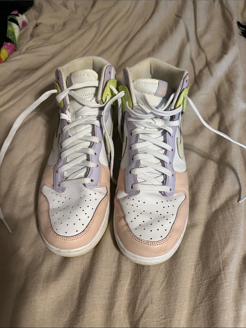 Nike Women’s High-Top Sneakers - White, Pink & Lavender with Lime Accents